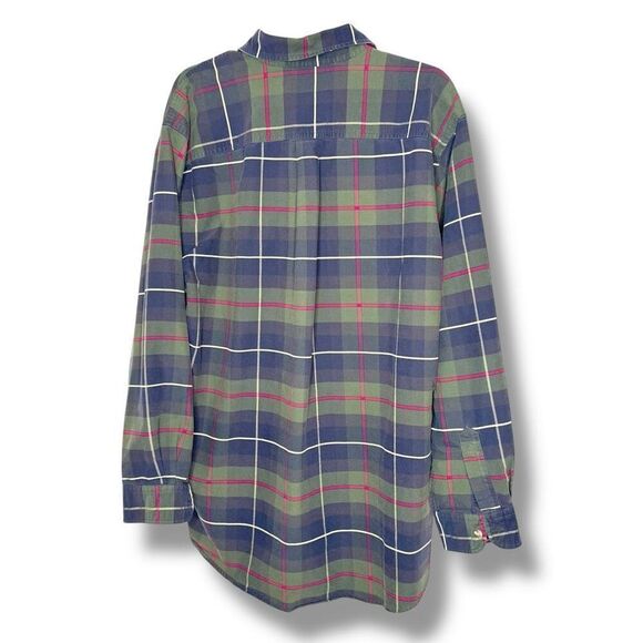 L.L.Bean ODM XL Tall Men’s Green Navy Plaid Button Down Shirt Vintage Classic 90 - Picture 4 of 6